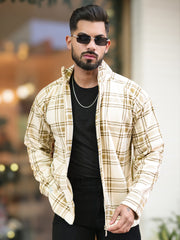 Checkered Biscuit Zipper Full Sleeve Shacket