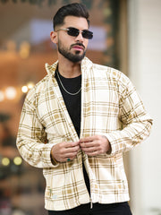 Checkered Biscuit Zipper Full Sleeve Shacket