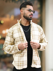 Checkered Biscuit Zipper Full Sleeve Shacket