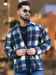 Checkered Black Zipper Full Sleeve Shacket