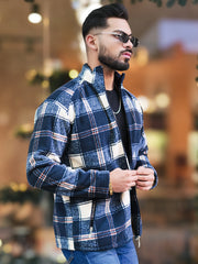 Checkered Black Zipper Full Sleeve Shacket