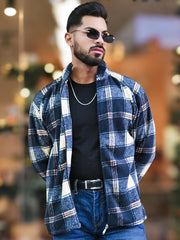 Checkered Black Zipper Full Sleeve Shacket