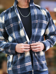 Checkered Black Zipper Full Sleeve Shacket