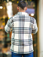 Checkered Blue Zipper Full Sleeve Shacket