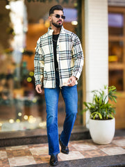 Checkered Blue Zipper Full Sleeve Shacket