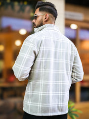 Checkered Grey Zipper Full Sleeve Shacket