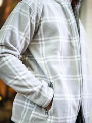 Checkered Grey Zipper Full Sleeve Shacket