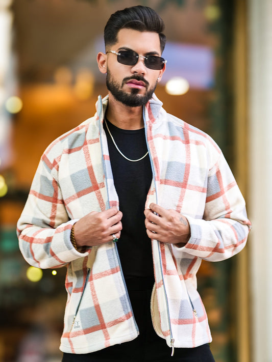 Checkered Onion Zipper Full Sleeve Shacket