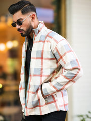 Checkered Onion Zipper Full Sleeve Shacket