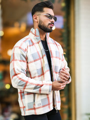 Checkered Onion Zipper Full Sleeve Shacket