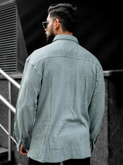 Box Grid Light Grey Full Sleeve Shirt