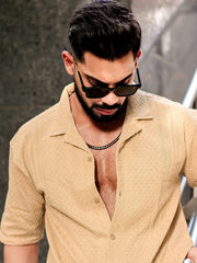 Cubic Beige Half Sleeve Shirt