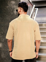 Cubic Beige Half Sleeve Shirt