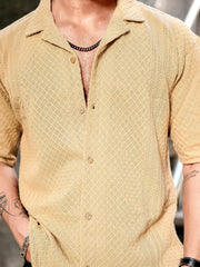 Cubic Beige Half Sleeve Shirt