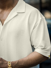 Seersucker Beige Half Sleeve Shirt