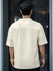 Seersucker Beige Half Sleeve Shirt
