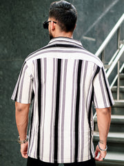 Barcode Stripe Black Half Sleeve Shirt