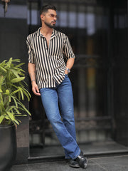 Waffle Flatknit Cotton Silver Grey Half Sleeve Shirt