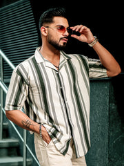 Barcode Stripe Bottle Green Half Sleeve Shirt