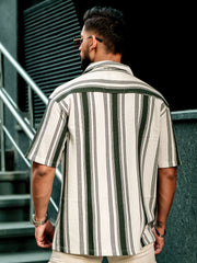 Barcode Stripe Bottle Green Half Sleeve Shirt