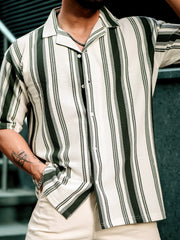 Barcode Stripe Bottle Green Half Sleeve Shirt