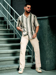 Barcode Stripe Bottle Green Half Sleeve Shirt