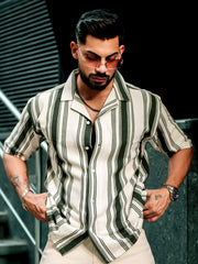 Barcode Stripe Bottle Green Half Sleeve Shirt