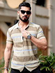 Tricot FlatKnit Cotton Beige Half Sleeve Shirt