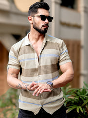 Tricot FlatKnit Cotton Beige Half Sleeve Shirt