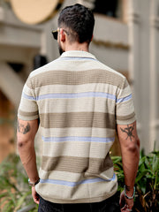 Tricot FlatKnit Cotton Beige Half Sleeve Shirt