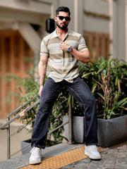 Tricot FlatKnit Cotton Beige Half Sleeve Shirt