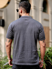 Stitch FlatKnit Cotton Dark Grey Half Sleeve Shirt