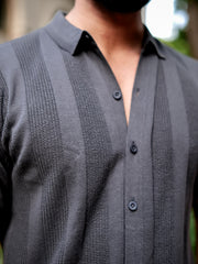 Stitch FlatKnit Cotton Dark Grey Half Sleeve Shirt