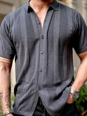 Stitch FlatKnit Cotton Dark Grey Half Sleeve Shirt