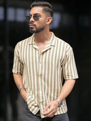 Waffle Flatknit Cotton Green Half Sleeve Shirt