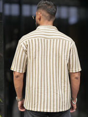 Waffle Flatknit Cotton Green Half Sleeve Shirt