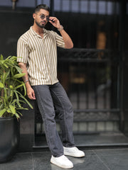 Waffle Flatknit Cotton Green Half Sleeve Shirt