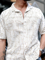 Scribble Half White Beige Half Sleeve Shirt