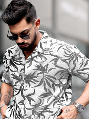 Quad Leaf Black Half Sleeve Shirt