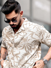 Quad Leaf Light Brown Half Sleeve Shirt