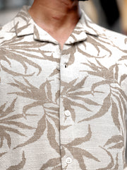 Quad Leaf Light Brown Half Sleeve Shirt