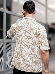 Quad Leaf Light Brown Half Sleeve Shirt