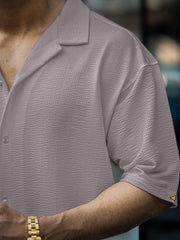 Seersucker Light Grey Half Sleeve Shirt