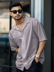 Seersucker Light Grey Half Sleeve Shirt