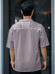 Seersucker Light Grey Half Sleeve Shirt