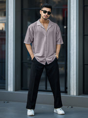 Seersucker Light Grey Half Sleeve Shirt