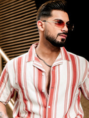 BARCODE STRIPE RUST Half Sleeve Shirt