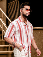 BARCODE STRIPE RUST Half Sleeve Shirt