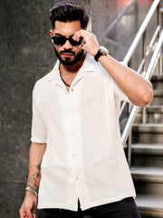 Cubic White Half Sleeve Shirt