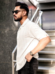Cubic White Half Sleeve Shirt